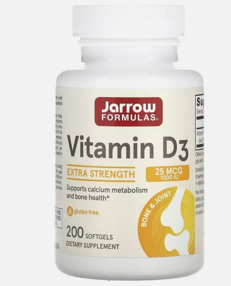 Vitamin D3 1000 IU JARROW FORMULAS Immunity and Bone Support Softgels