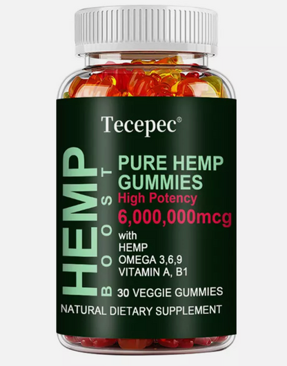 Hemp Gummies Natural, Vegan- Deep Sleep, Melatonin, Anxiety, Pain (No THC)