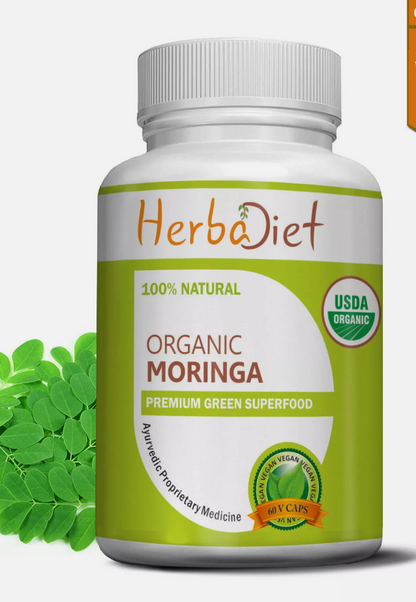 Organic Moringa Oleifera Leaf Powder Capsules - 240 Count 500Mg - Pure-Natural