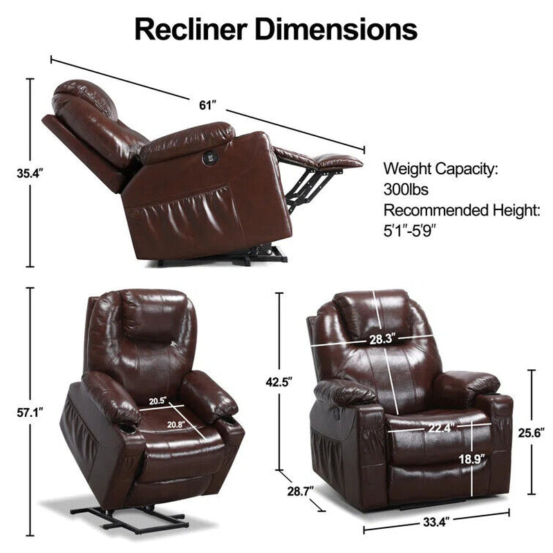 Genuine Leather Electric Power Lift Chair,Heated&M