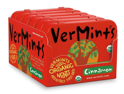 Vermints Organic Cinnamon Mints, 1.41Oz Tins (Pack of 6)