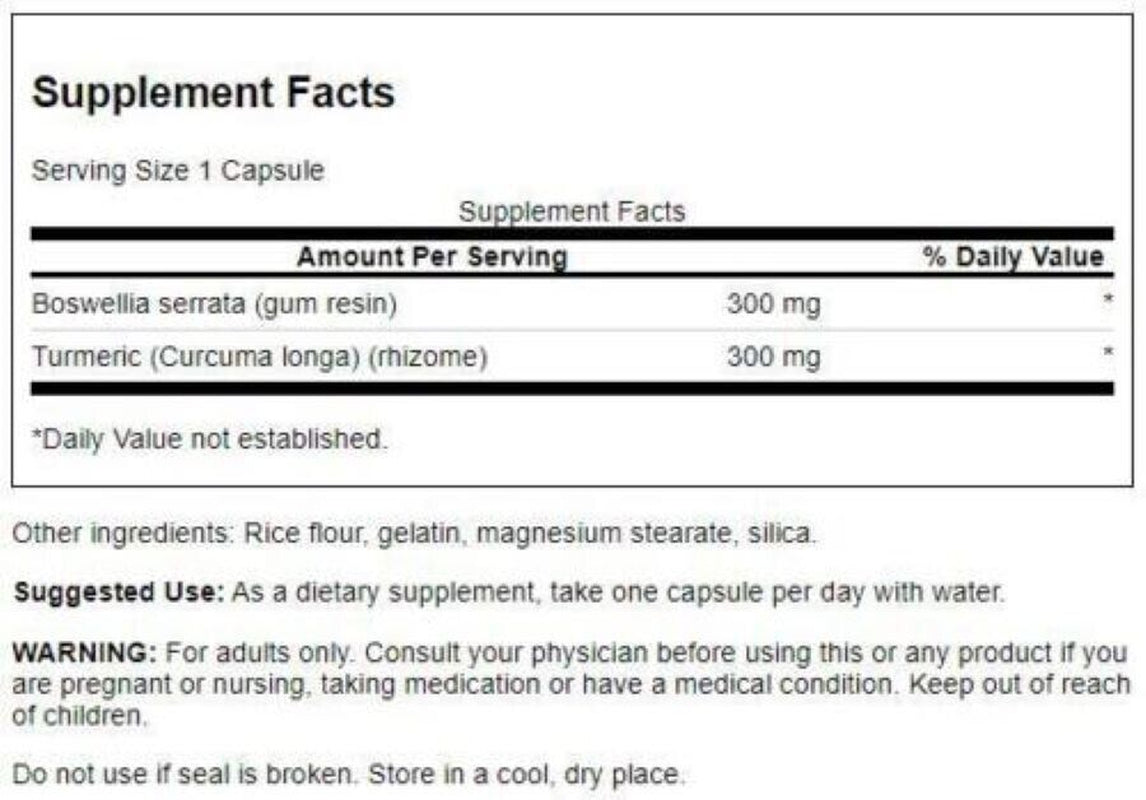 Swanson Full Spectrum Boswellia and Curcumin 2 X 60 Capsules 300Mg