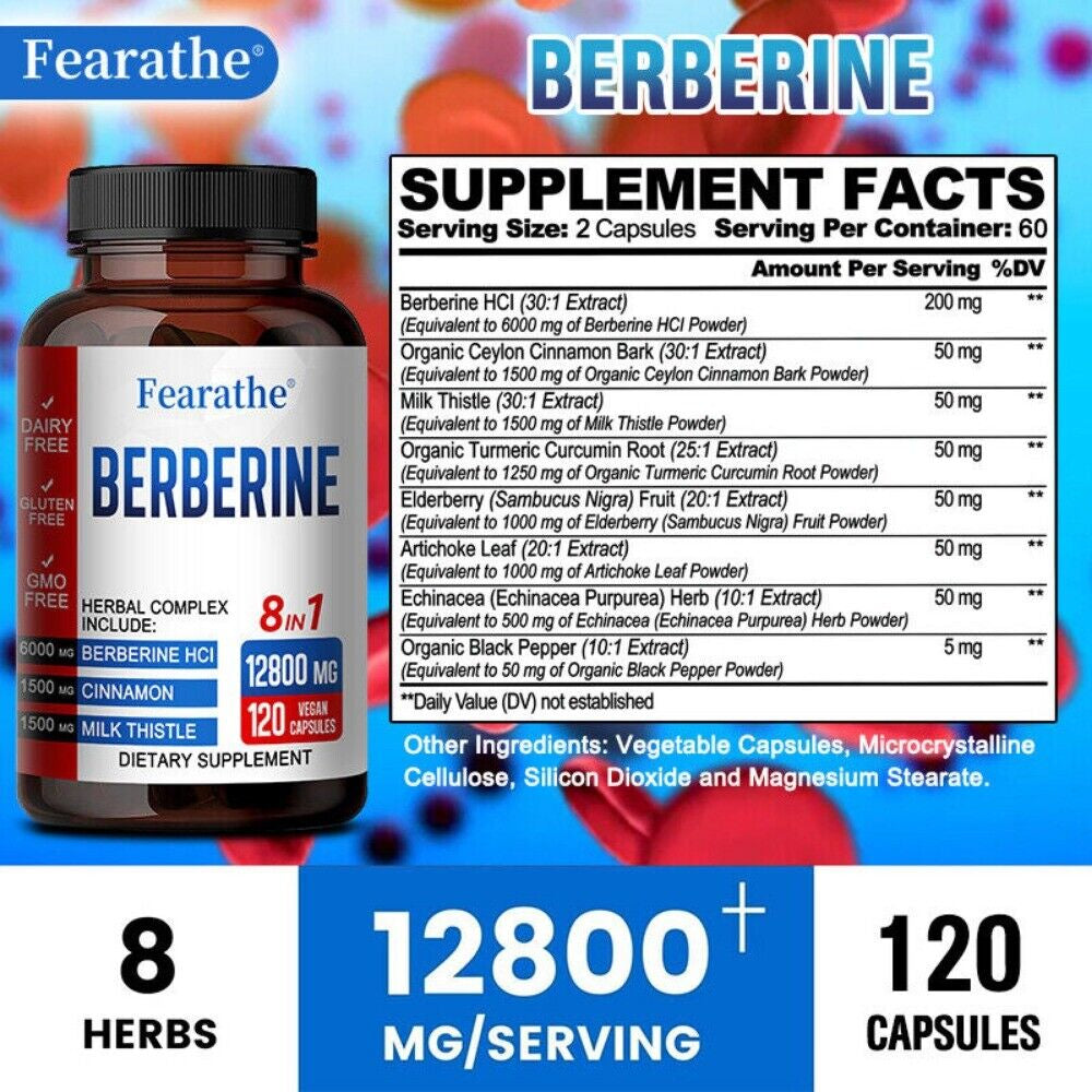 Berberine with Ceylon Cinnamon 6000Mg 120 Caps Heart Health & Immune