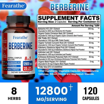 Berberine with Ceylon Cinnamon 6000Mg 120 Caps Heart Health & Immune