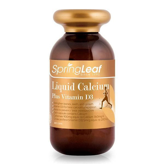 New Springleaf Premium Liquid Calcium plus Vitamin D3 200 Capsules Spring Leaf