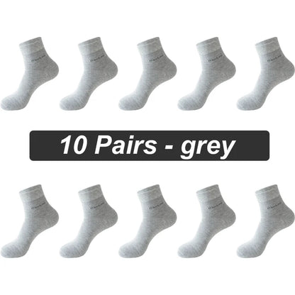 10Pairs/Lot Men Bamboo Fiber Socks Casual Black White Business Anti-Bacterial Breatheable Male Sock High Quality Size 38-45