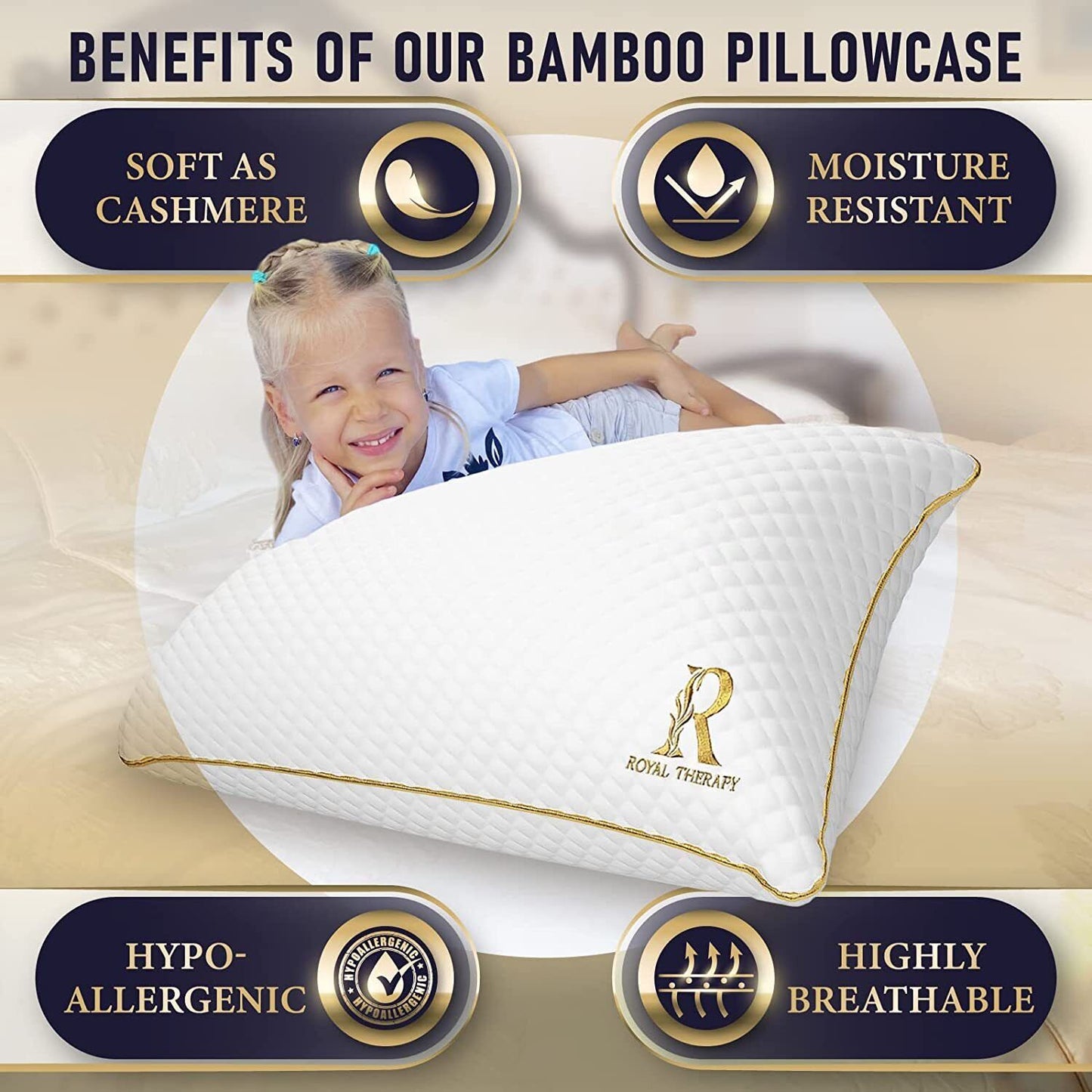 Royal Therapy Queen Memory Foam Pillow,Bamboo-