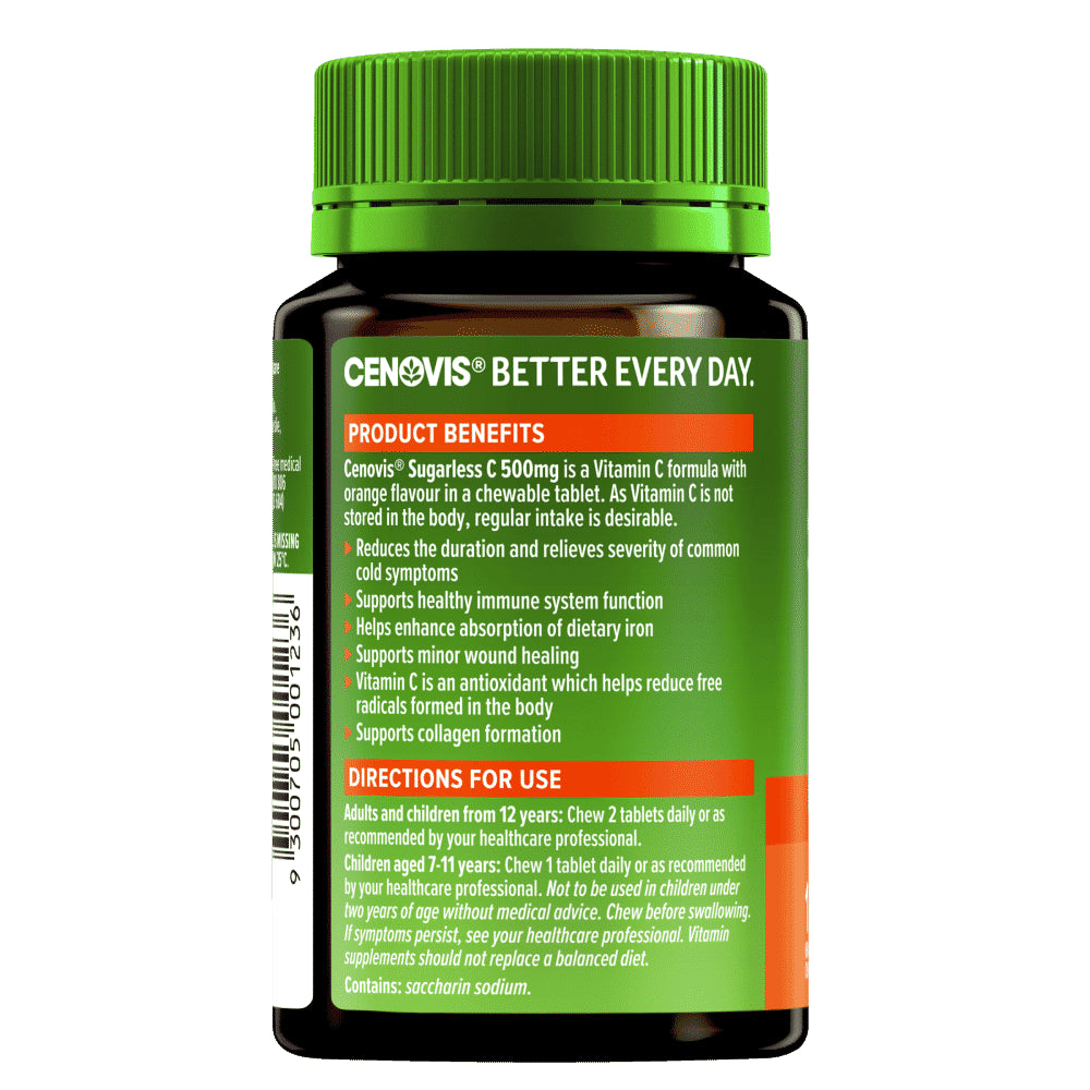 Cenovis Sugarless C 500Mg Chewable Vitamin C 100 Tablets