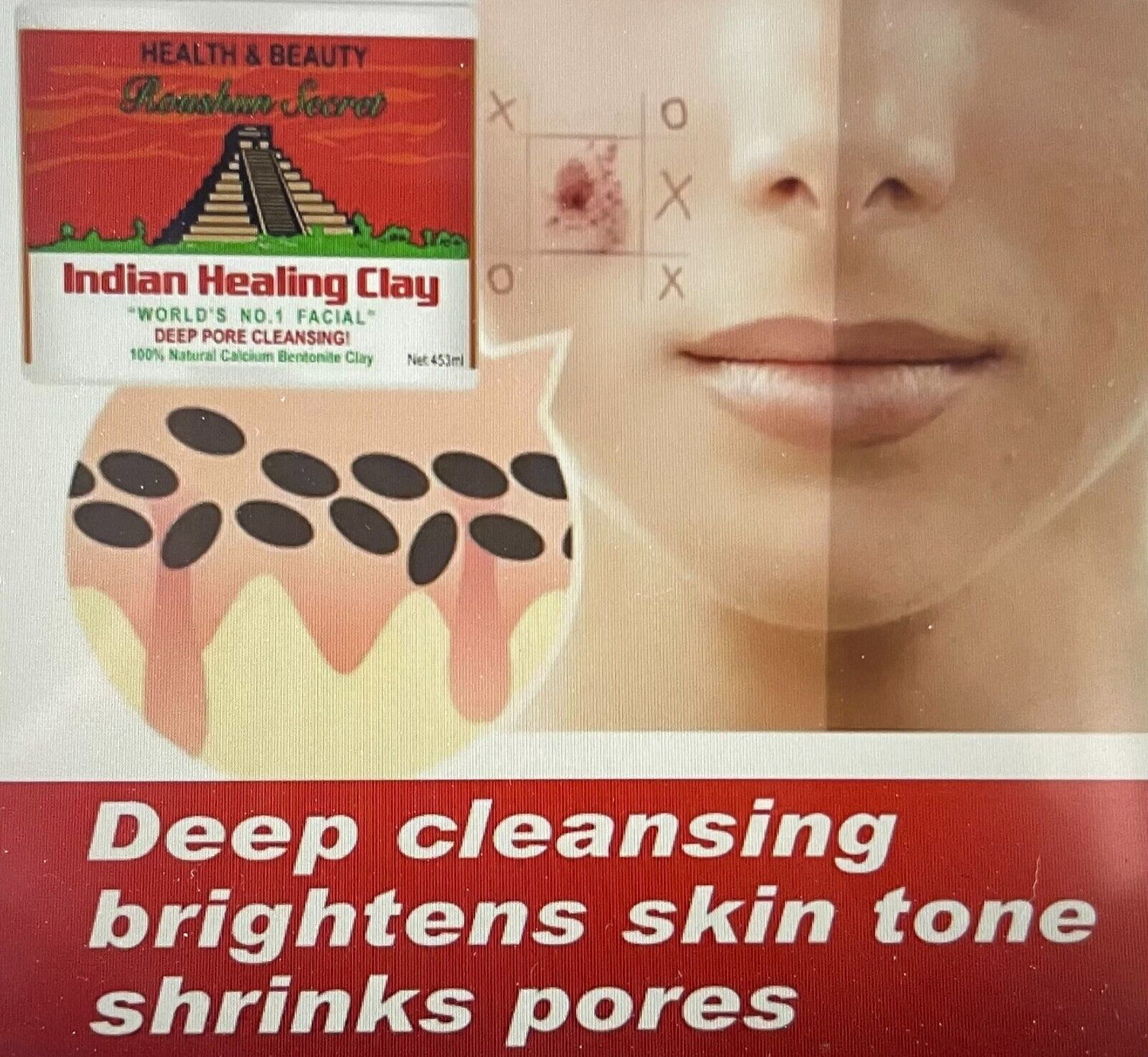 1 Lb Roushun Aztec Secret Indian Healing Clay Deep Pore Clean 100% Clay Powder