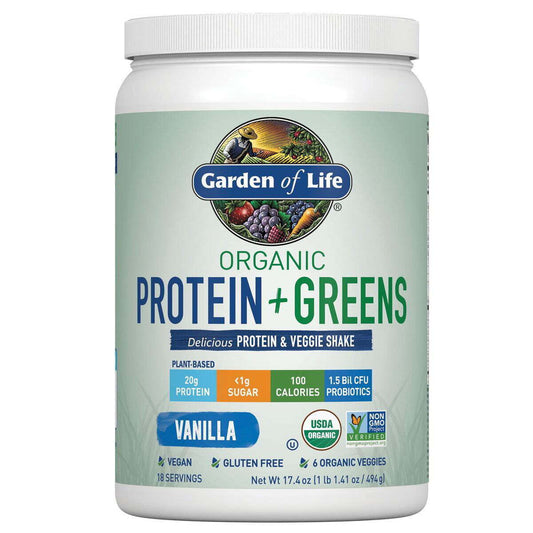 Organic Plant Protein & Greens Powder, Vanilla Shake, 20G Protein, FAST