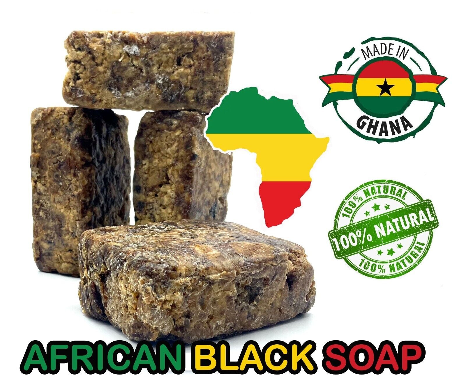 Raw African Black Soap 2Oz Bulk Wholesale 100% Natural BUY 2 GET 2 for FREE