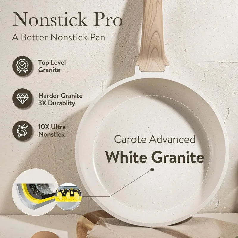 Ceramic Non Toxic, Non Stick Kitchen Cookware Sets, 10 Pcs (Pfos, PFOA Free)