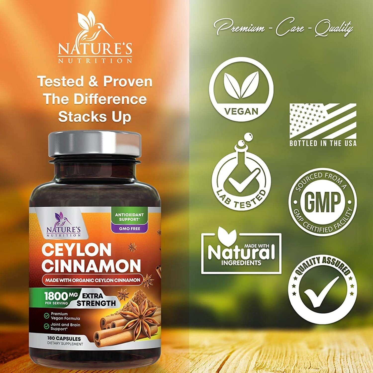 True Organic Ceylon Cinnamon Capsules 1800Mg Highest Potency Blood Sugar Support