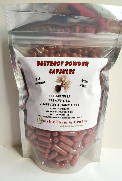 Beetroot Powder Capsules 300 Ct - Made Fresh on Demand!