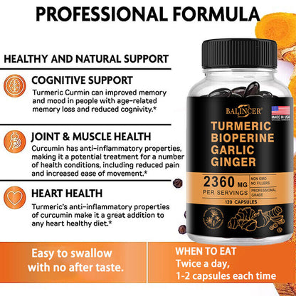 Turmeric Curcumin Highest Potency 95% 2360Mg with Bioperine Black Pepper Extract