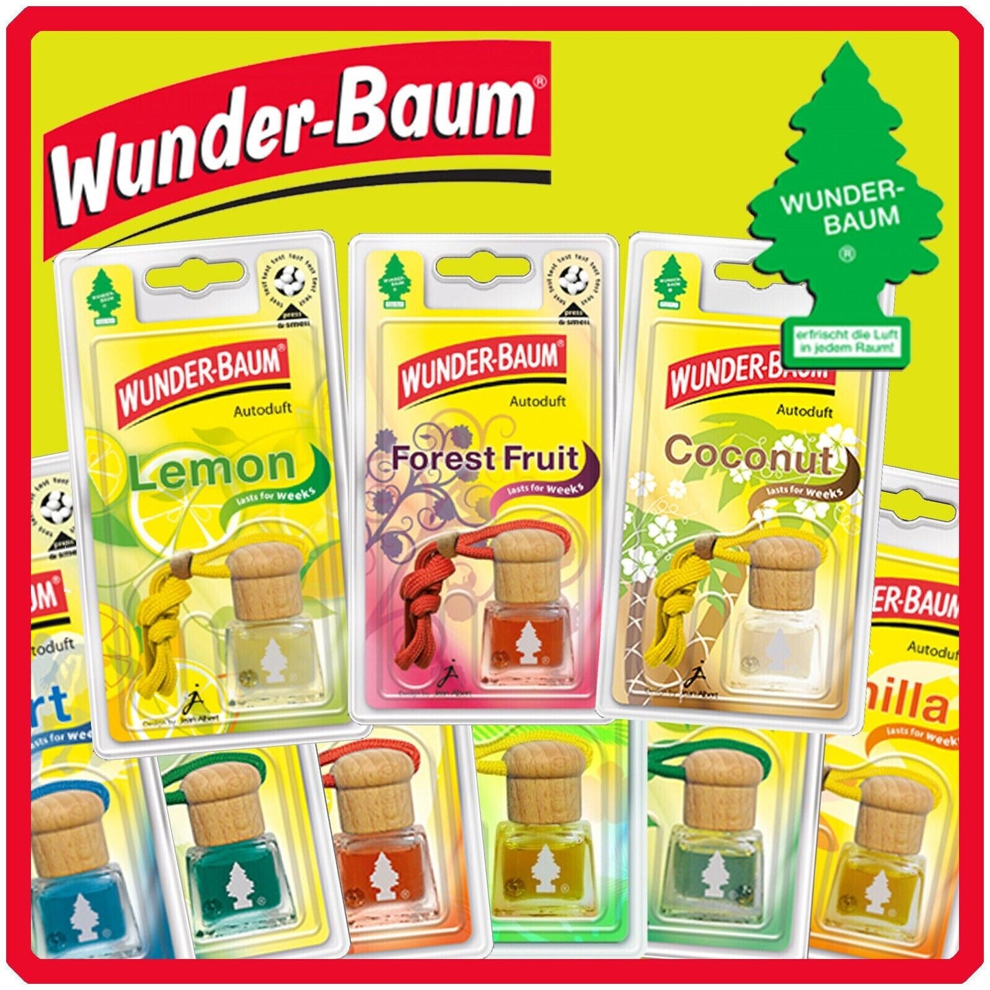 WUNDER BAUM Car Fragrance Bottle, Pendant, 7 Fragrances