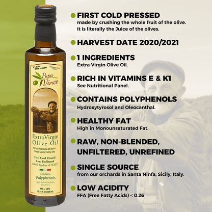 Extra Virgin Olive Oil - High Polyphenol Content, Fresh & Green, Sicily, Italy