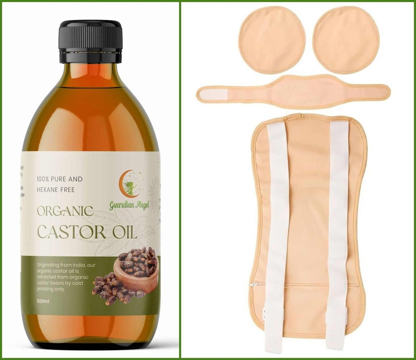 Organic Castor Oil 4 Piece *Premium Pack* with Body, Neck & Chest-Breast Wraps