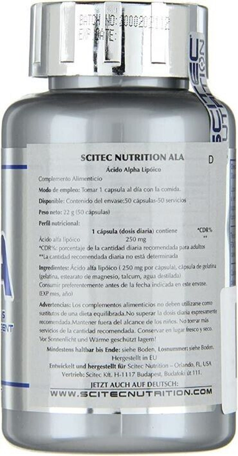 SCITEC ALA 50 Capsules ALFA LIPIC ACID 250Mg Antioxidant