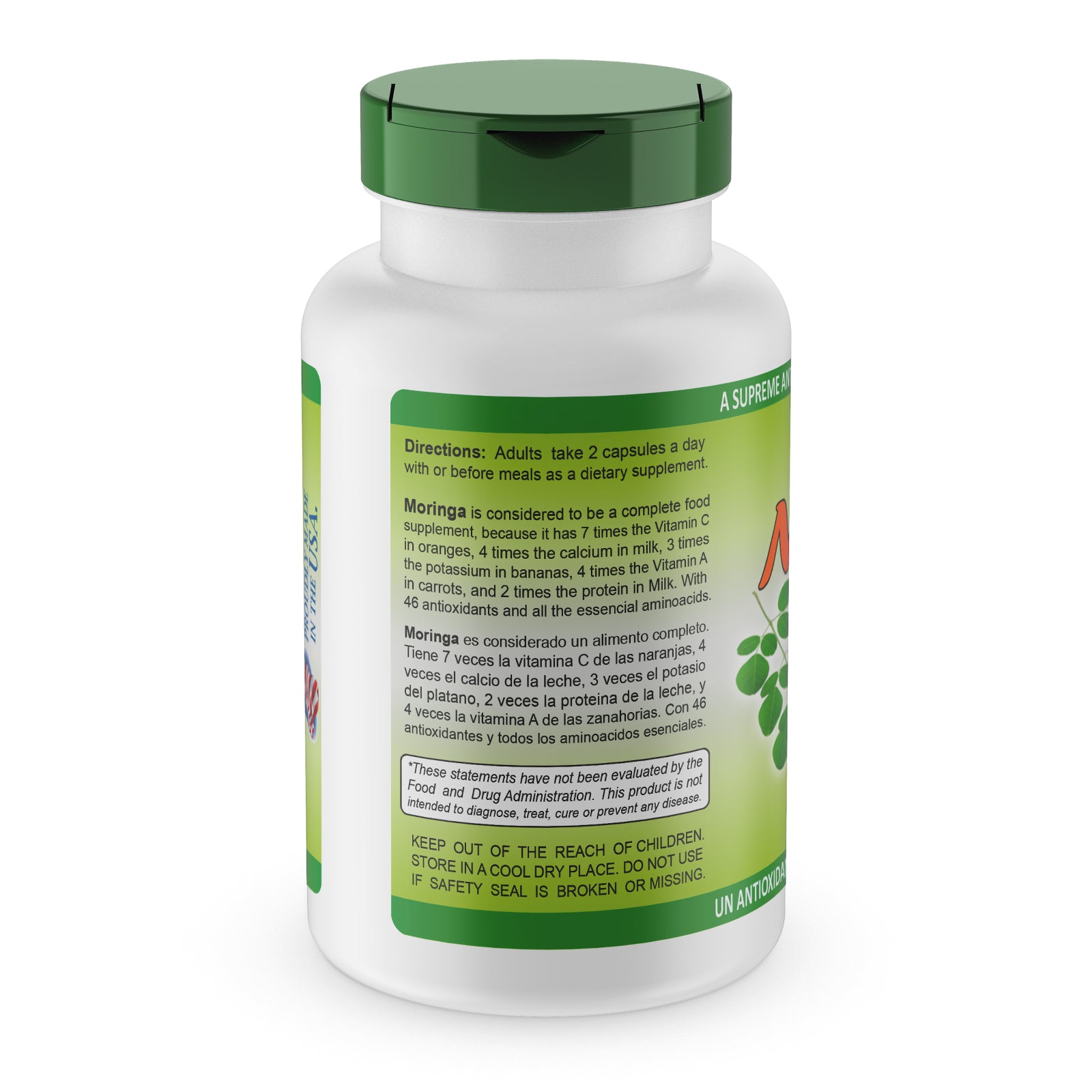 Sunshine Naturals Moringa Leaf 60 Capsules Made in the USA Antioxidant