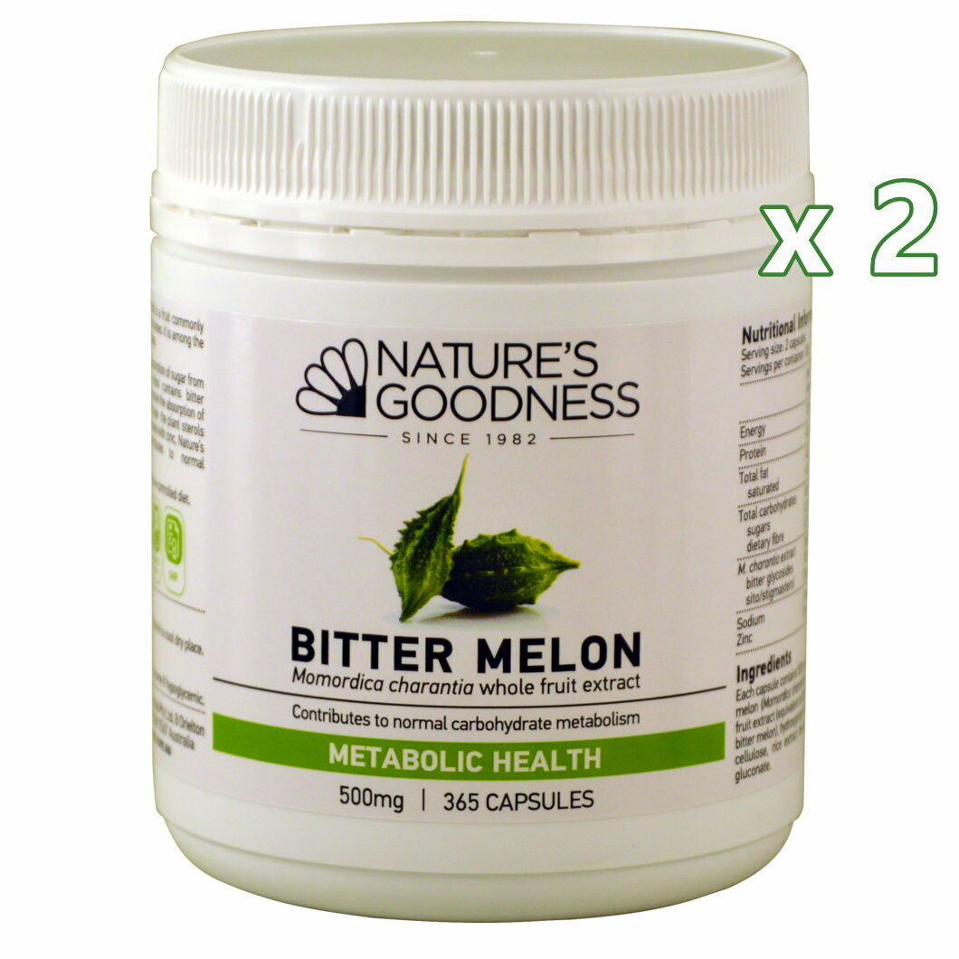 2 X Nature'S Goodness Bitter Melon 500Mg 365 Capsules Natures Bittermelon