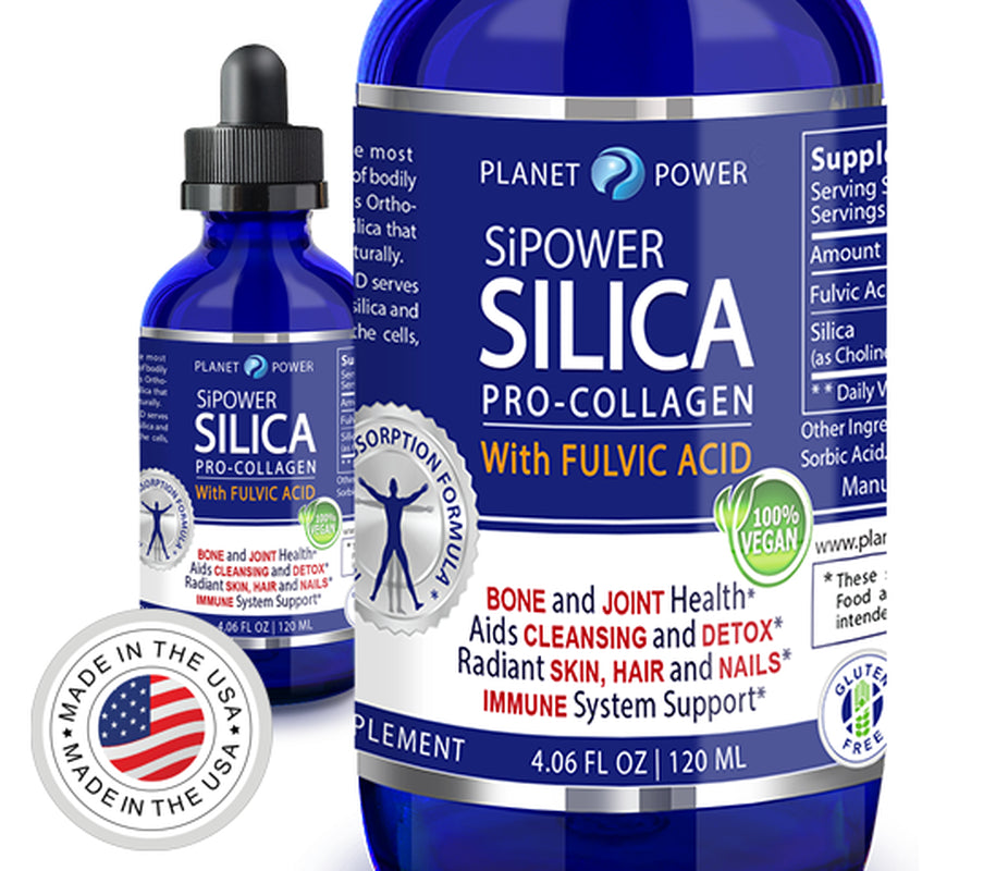 SILICA Pro-Collagen Liquid Mineral with FULVIC ACID 4 Oz Glass Bottle