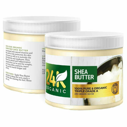 24K Organic Shea Butter Skin Nourishing, Moisturizing & Healing (8.8 Oz.)