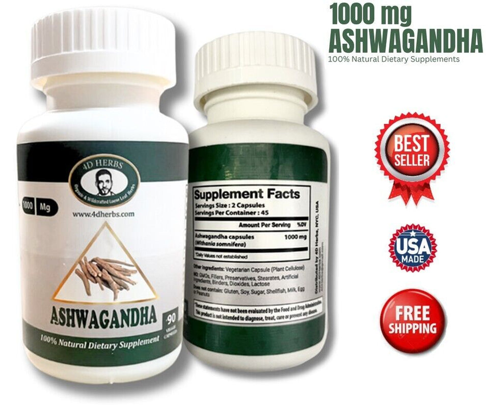 Organic Ashwagandha Capsules 2100Mg Supplement - Extra Strength Stress & Mood Su