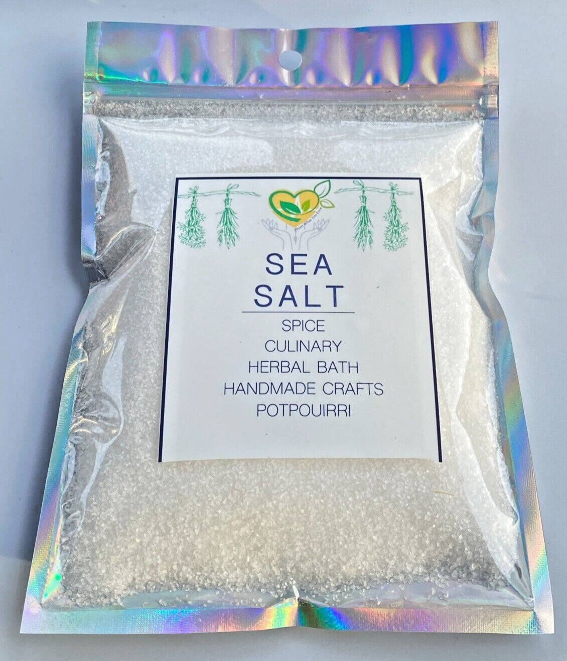 Sea Salt Pure Clear Granular Crystals Natural Mineral  1/2 Half Pound Bag