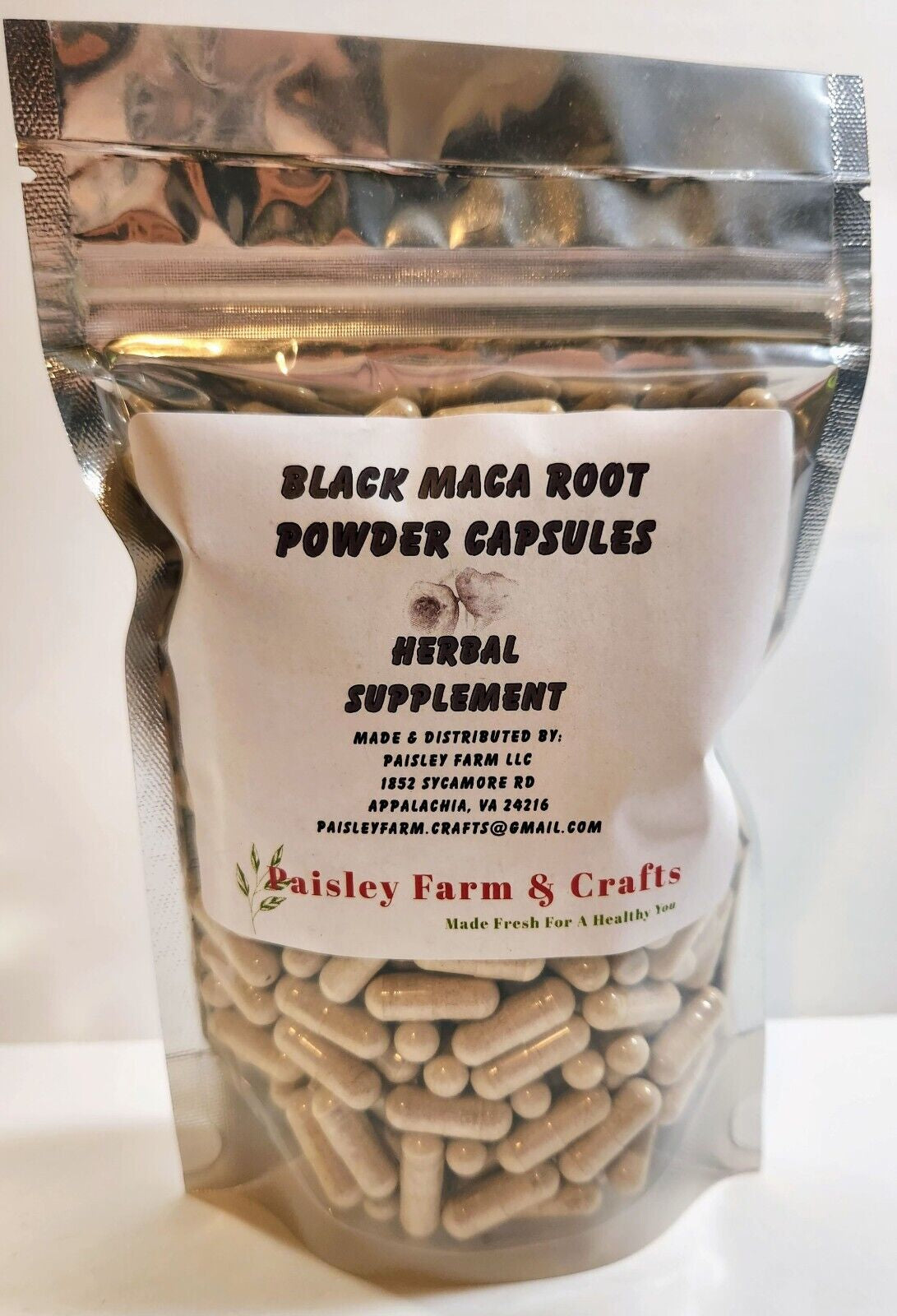 Black Maca Powder Capsules 300 Ct - Made Fresh on Demand!