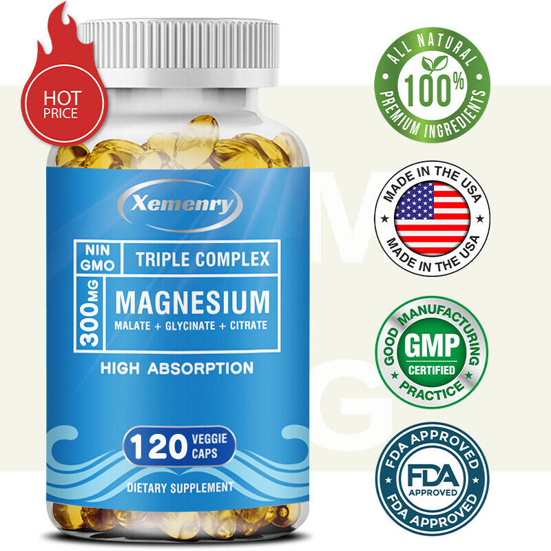 Triple Magnesium Complex - Magnesium Malate, Glycinate, Citrate - Muscle Health