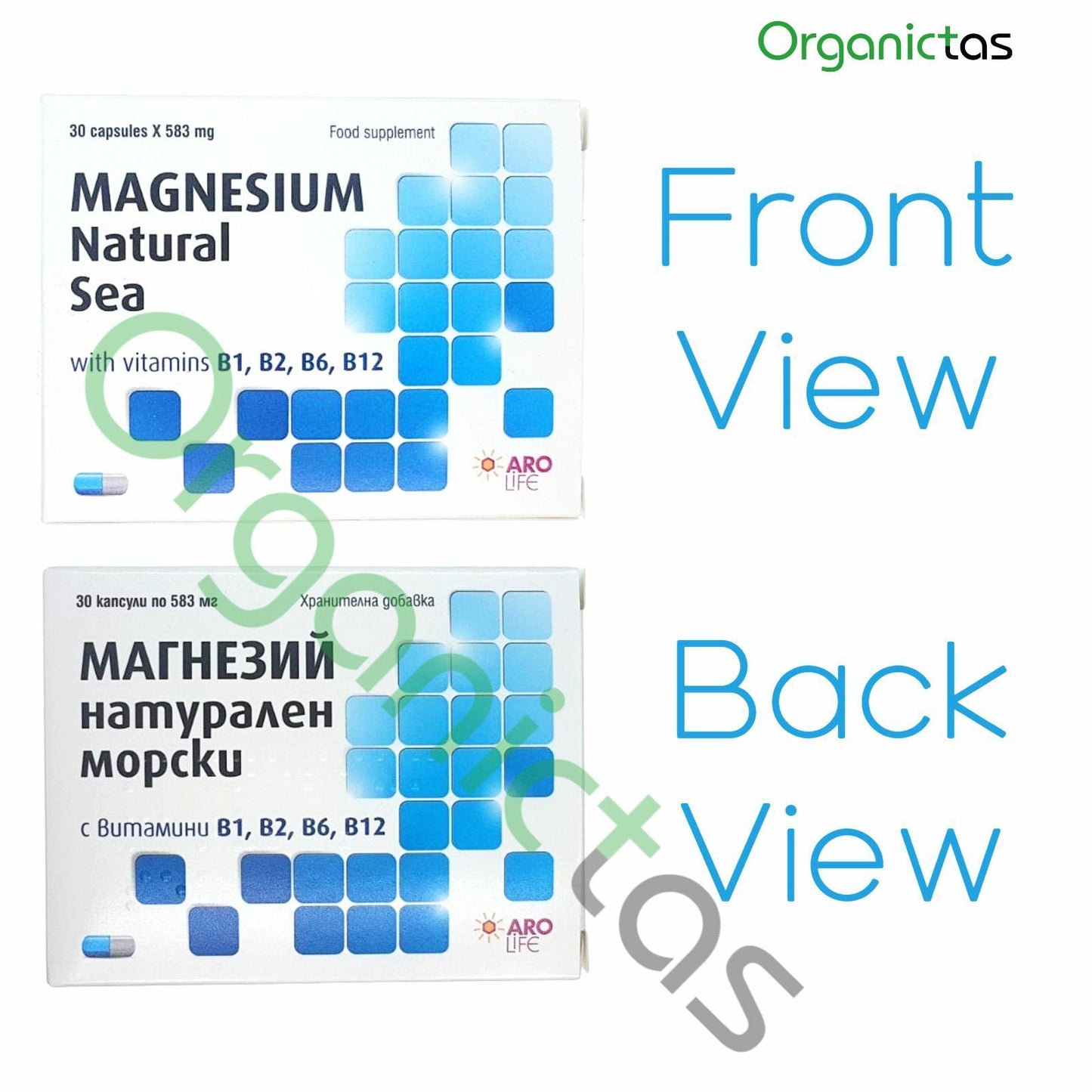 Natural MARINE MAGNESIUM 583Mg + VITAMIN B1, B2, B6, B12, 30* Capsules 1M Supply