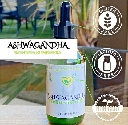 Ashwagandha Tincture Organic Liquid Root Drops 2 Oz Natural Mood Stress Balance