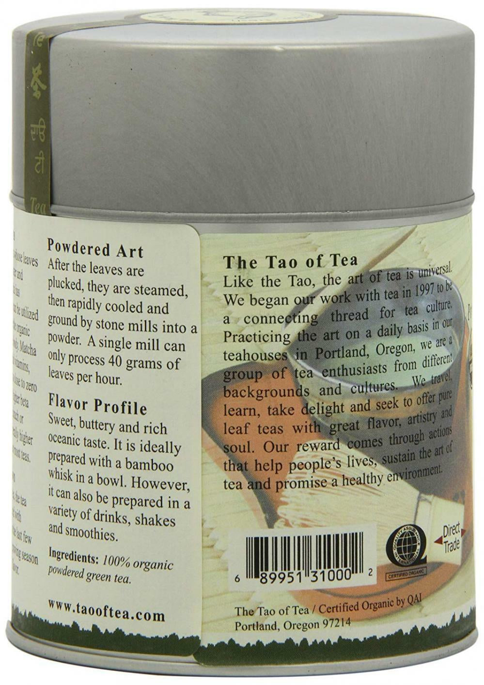 The Tao of Tea, Liquid Jade Powdered Matcha Green Loose Leaf, 3-Ounce...