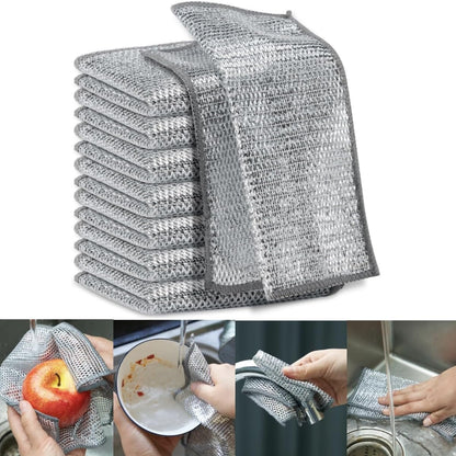 10 Pcs Upgrade Steel Wire Dishcloth Double-Layer Multipurpose Wire Miracle Clean