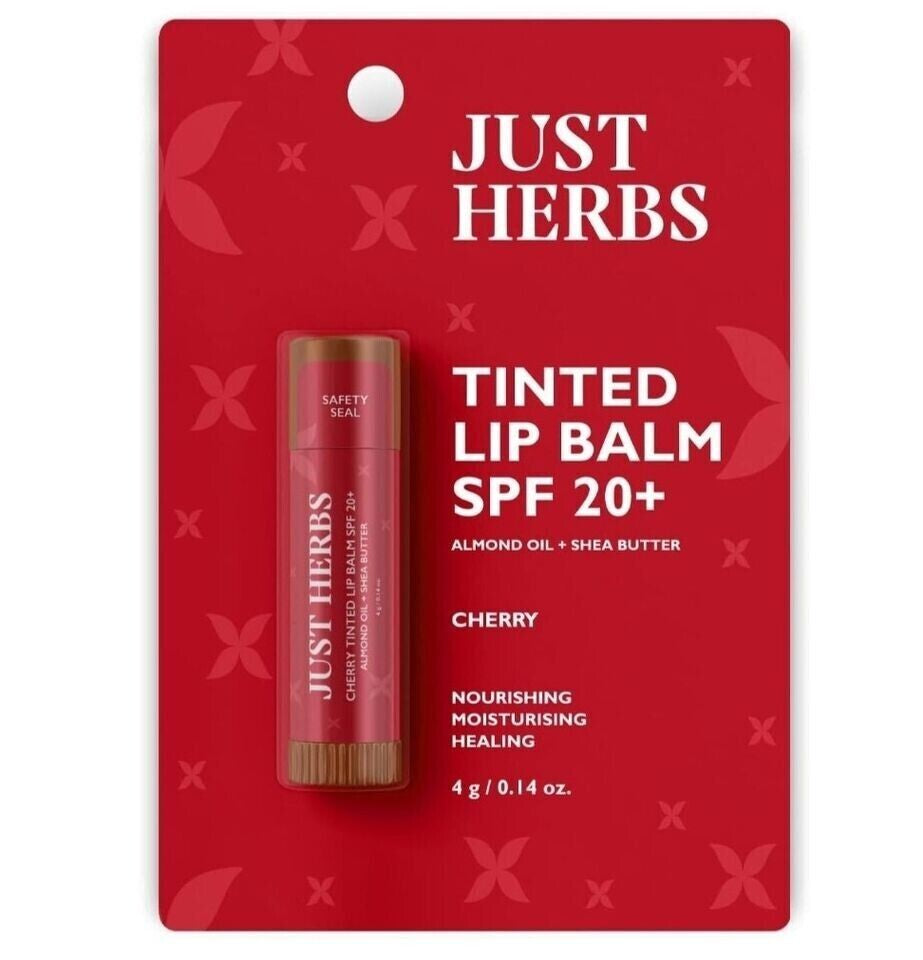 Just Herbs Tinted CHERRY Lip Balm for Unisex for Dark Lips to Lighten 4 G