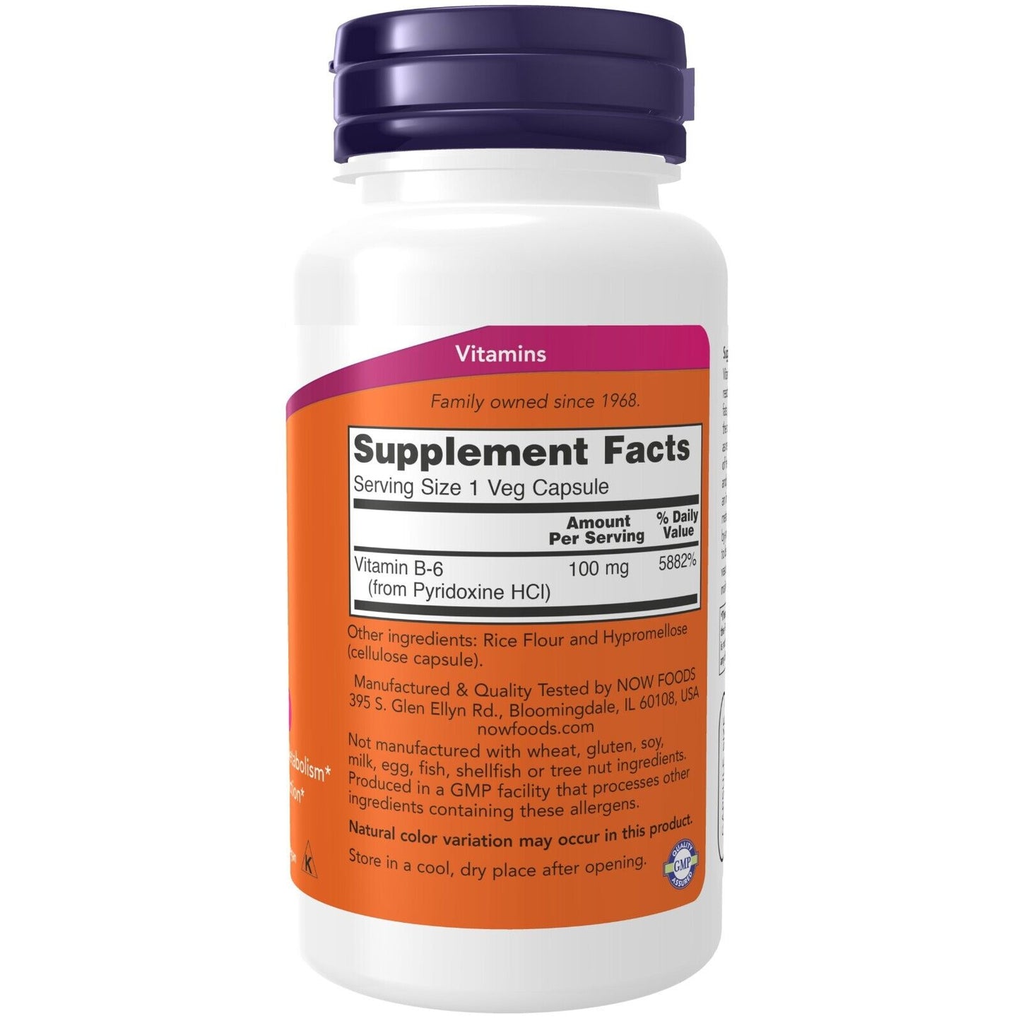 NOW Foods B-6 100 Mg, 100 Veg Capsules