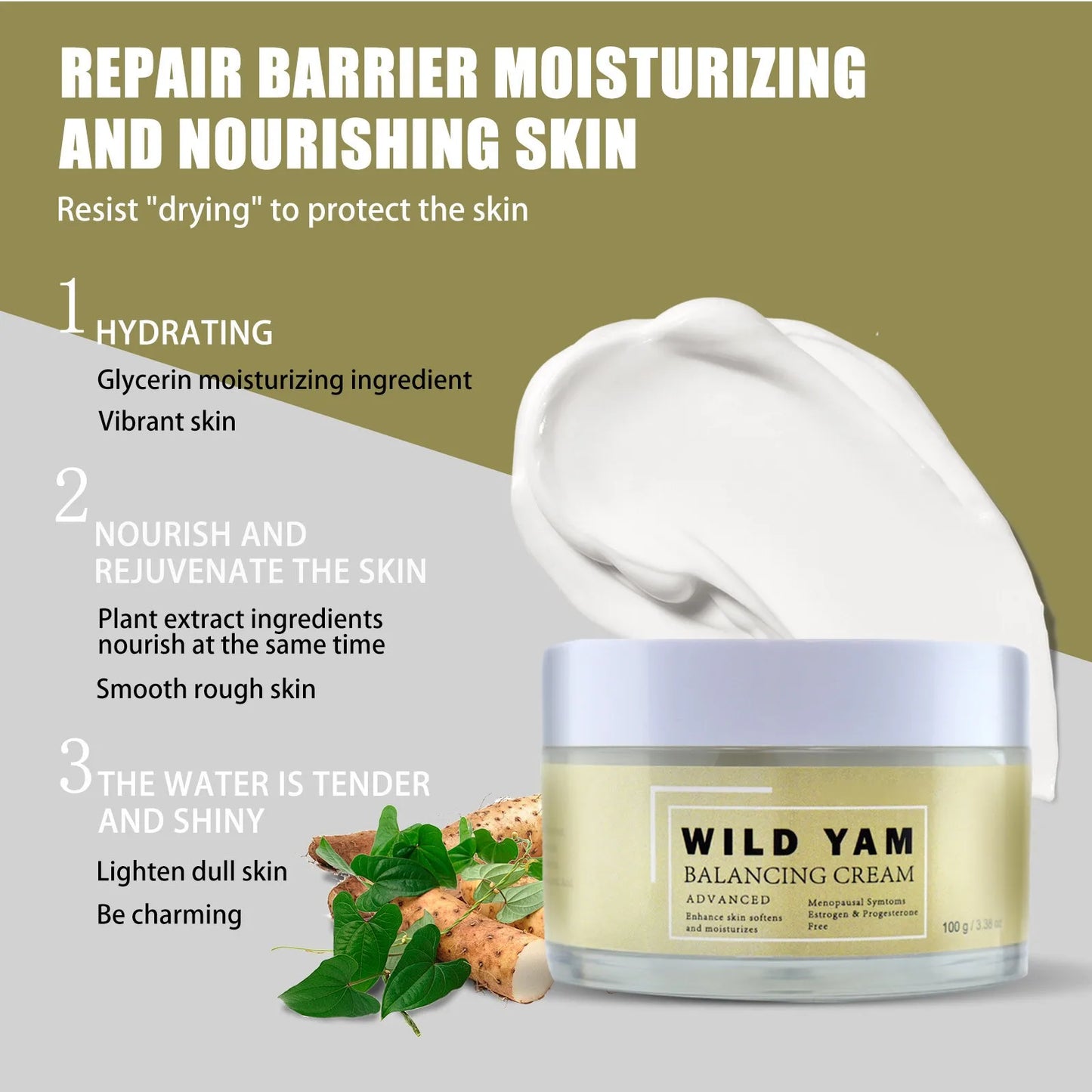 Chinese Yam Moisturizing Cream Can Moisturize and Moisturize the Face Fade Fine Lines and Tighten Face Cream Moisturizer