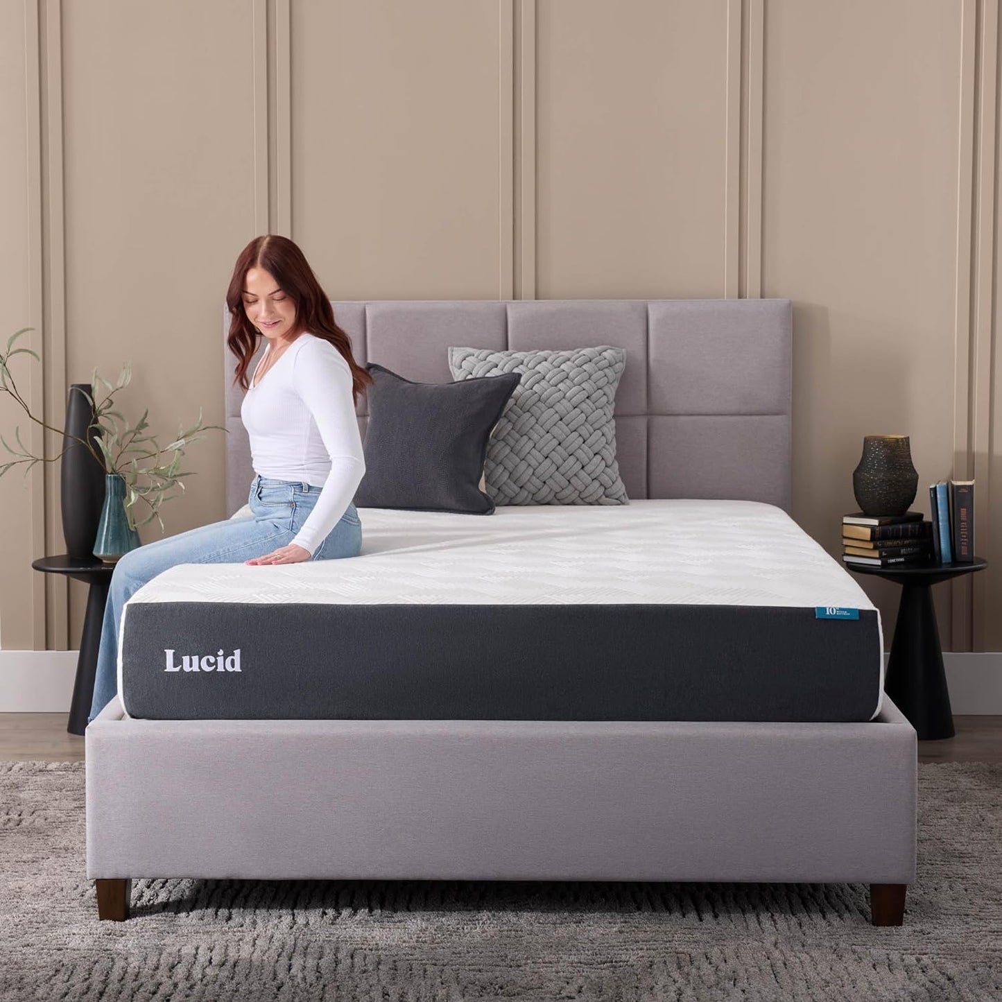 LUCID 10 Inch Memory Foam Mattress - Medium Feel - Infused with Bamboo Charcoal