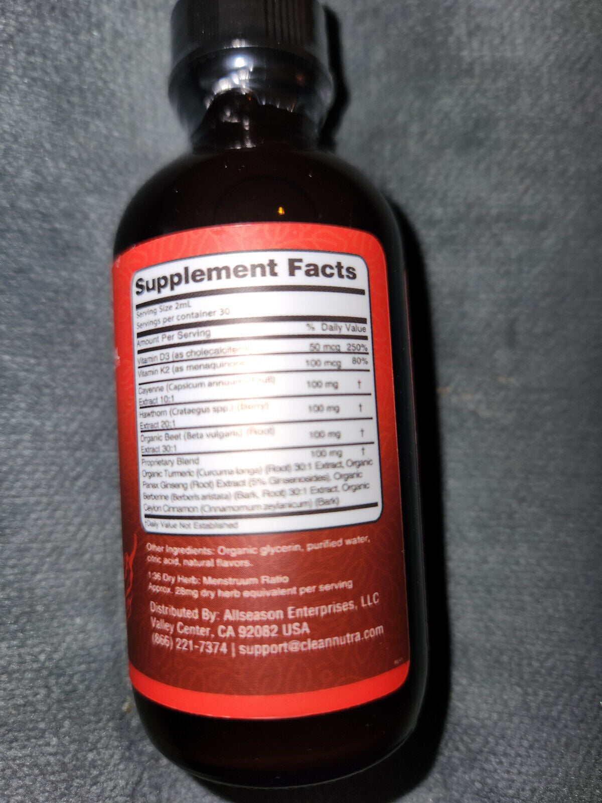 Cayenne Pepper Supplement Liquid Drops + Hawthorn Berry, Vitamin D3 K2