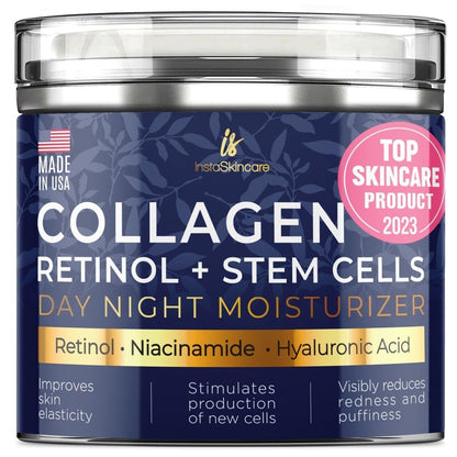 Collagen Face Cream with Airless Pump Anti-Aging Botanical Stem Cells 1.7Oz