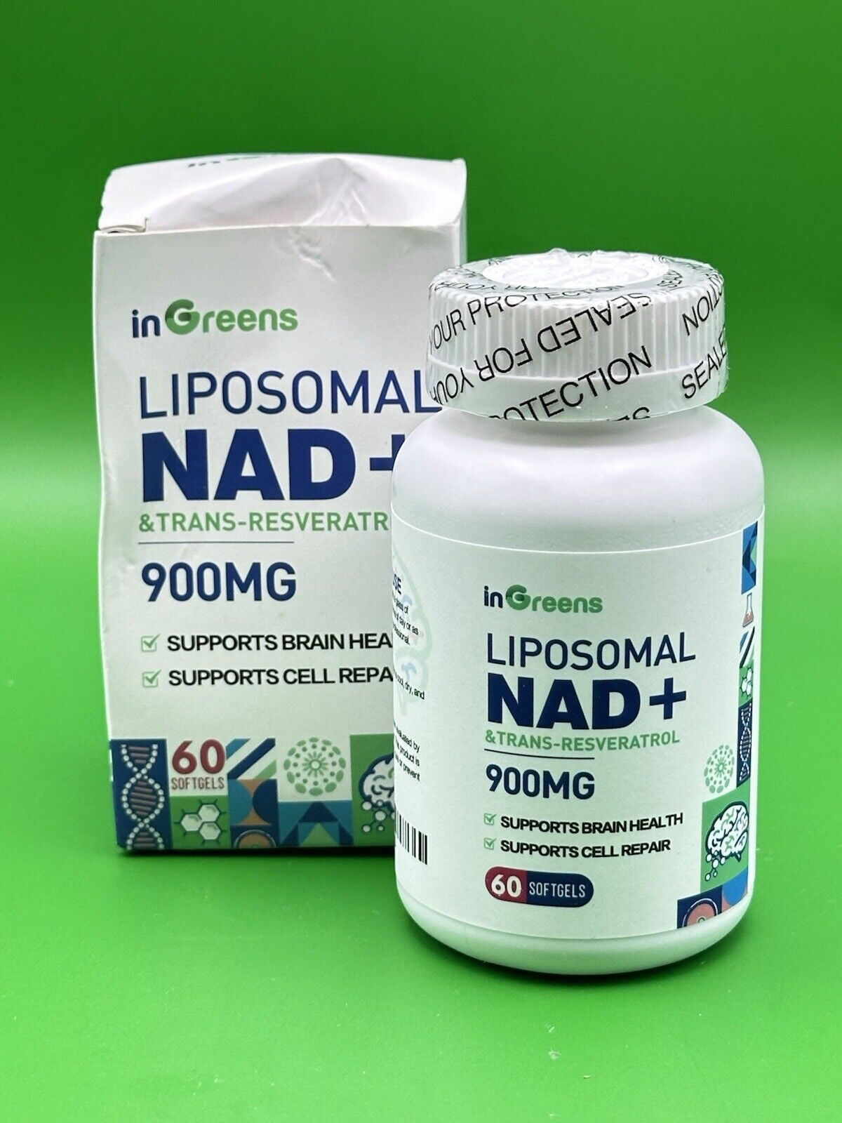 Ingreens Liposomal NAD+ Supplement 900Mg with 60 Softgels Exp 12/26