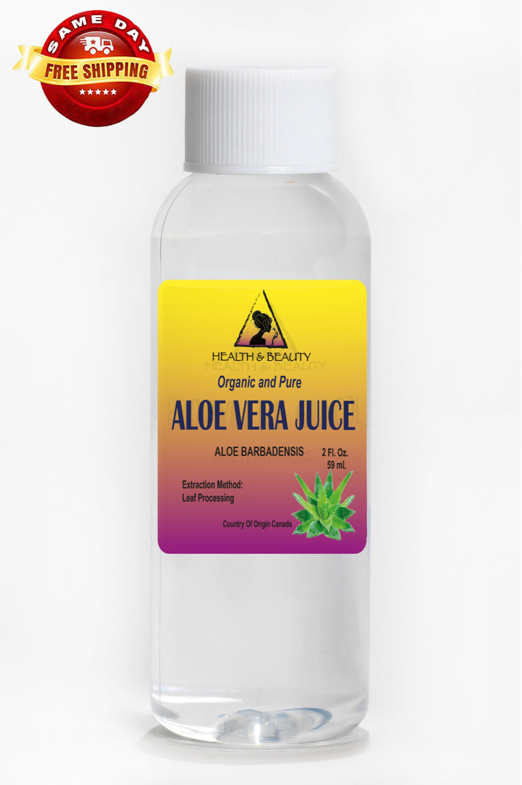 ALOE VERA JUICE ORGANIC WHOLE LEAF NATURAL MOISTURIZER by H&B Oils Center 2 OZ