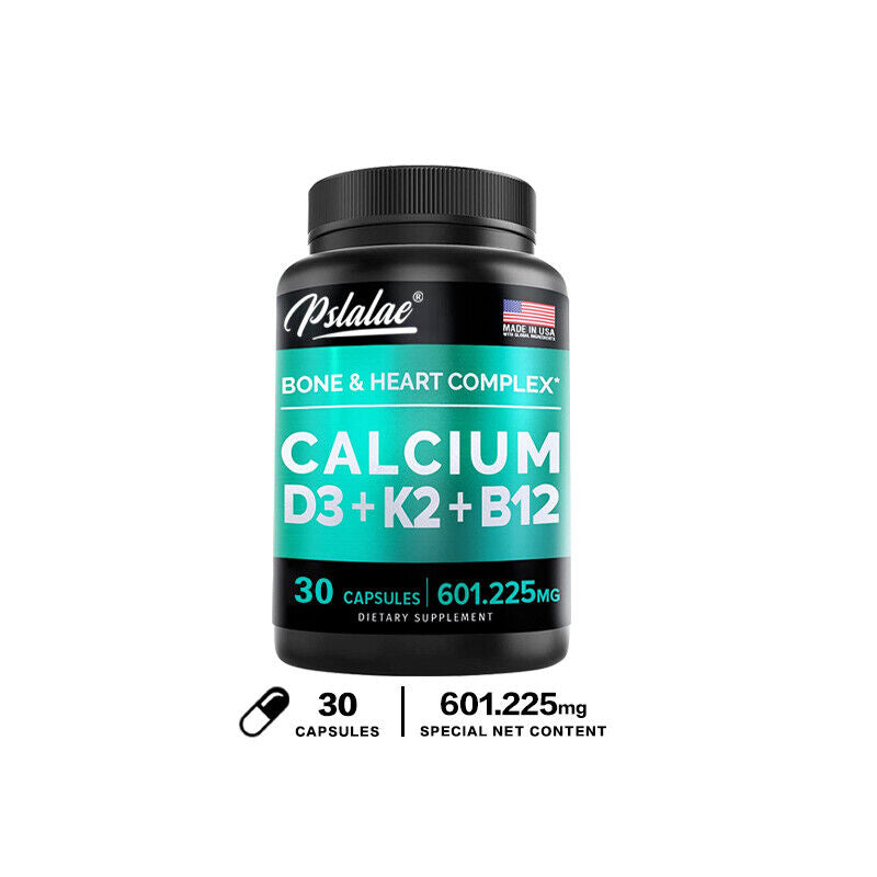 4-In-1 Calcium Capsules - with Vitamin D3, K2, B12 - Support Bone & Heart Health