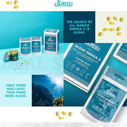 Simris Algae Omega 3 Starter Pack EPA DHA Plant Based Vegan Omega 3 Supplement