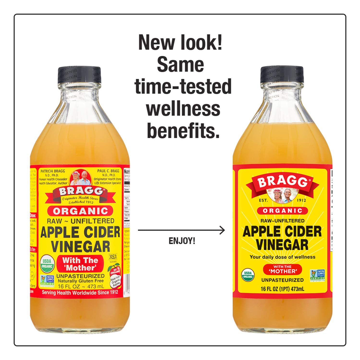 Raw Organic Apple Cider Vinegar Braggs with the Mother, Unfiltered,16 Oz (2 Pack)