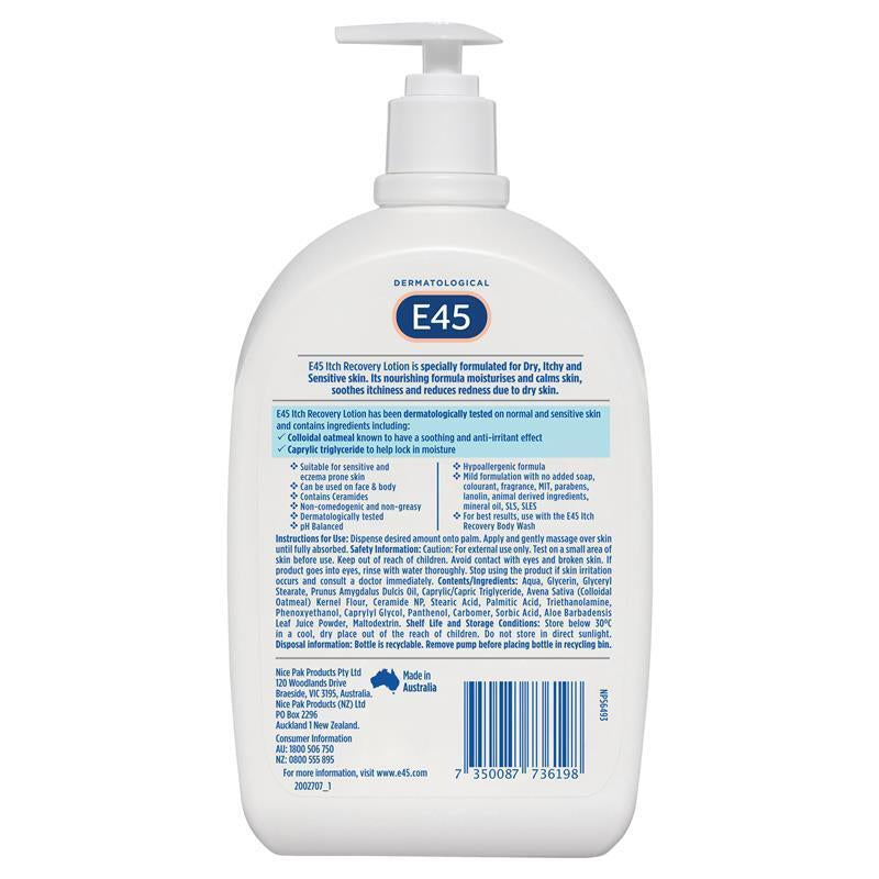 E45 Itch Recovery Moisturising Lotion 1L