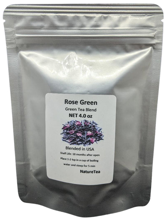 Rose Green Tea - Natural Loose Leaf Blend with Rose Petals from 100% Nature