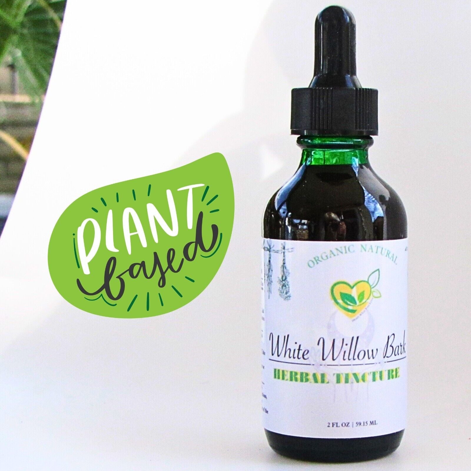 White Willow Bark Tincture Organic Liquid Herbal Drops 2 Fl Oz Pain Fever Bottle