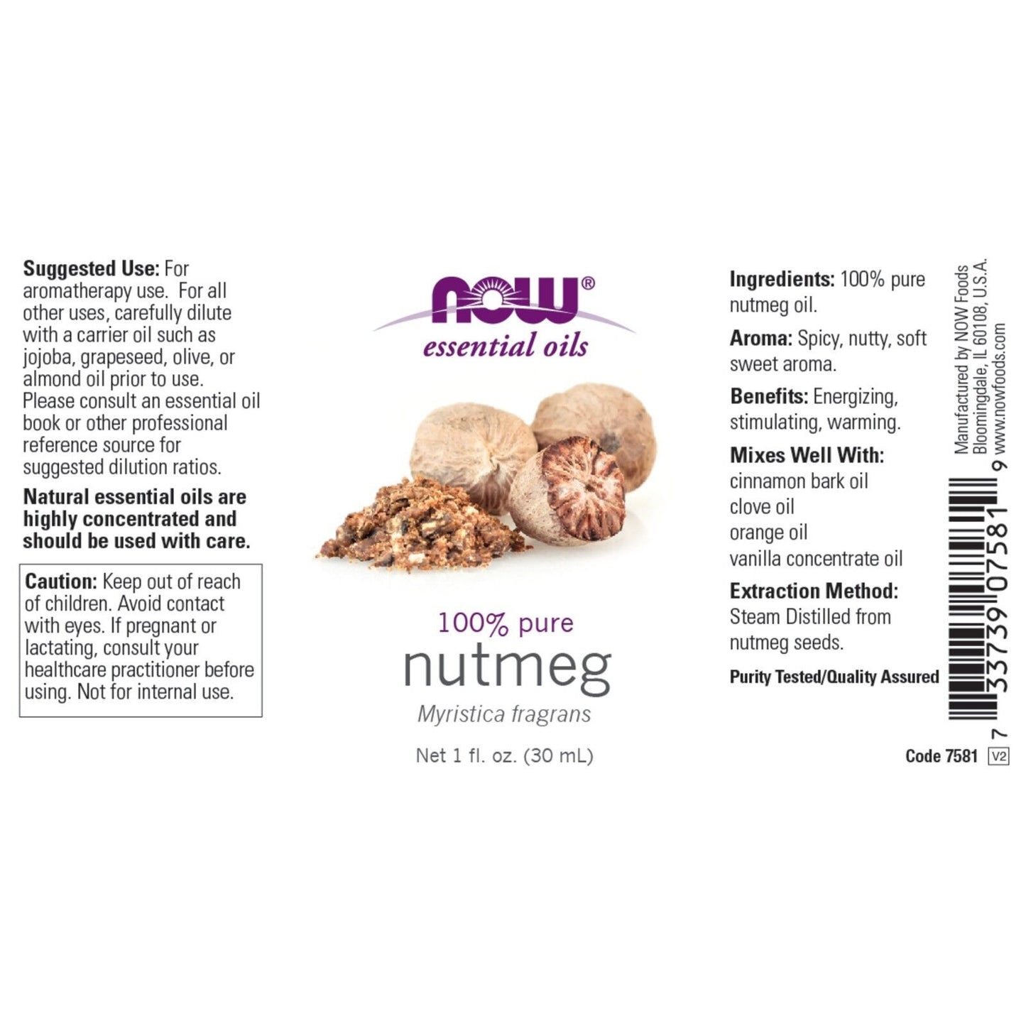 Aceite De Nuez Moscada NOW Foods, 1 Fl. Oz.